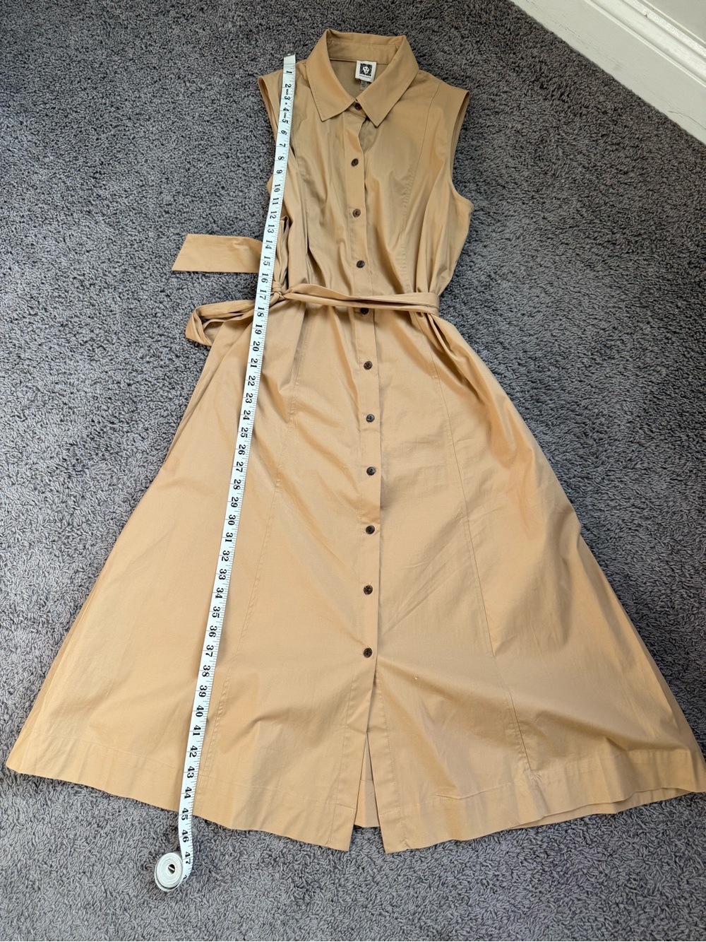 Anne Klein Khaki Shirt Dress Size 10 - Picture 3 of 6